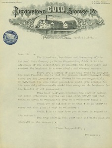 Provincetown Cold Storage Correspondence April 11,1921
