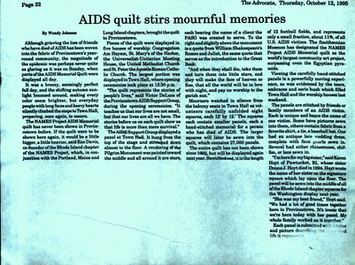 AIDS Quilt Stirs Mournful Memories