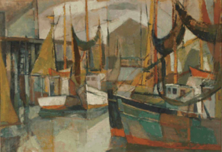 "Untitled (Provincetown Draggers)" Ciriaco Cozzi (1921 - 1913)