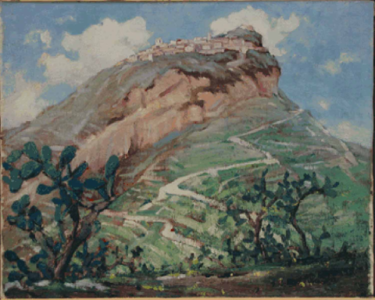 "Untitled (Hilltop village)" Raymond Hill 