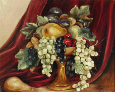 "Untitled (Still life of fruit bowl)" M. Morris 