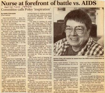 Alice Foley Founding Member of Provincetown AIDS Support Group