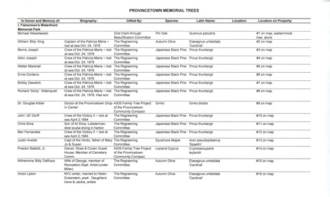 Memorial Trees of Provincetown